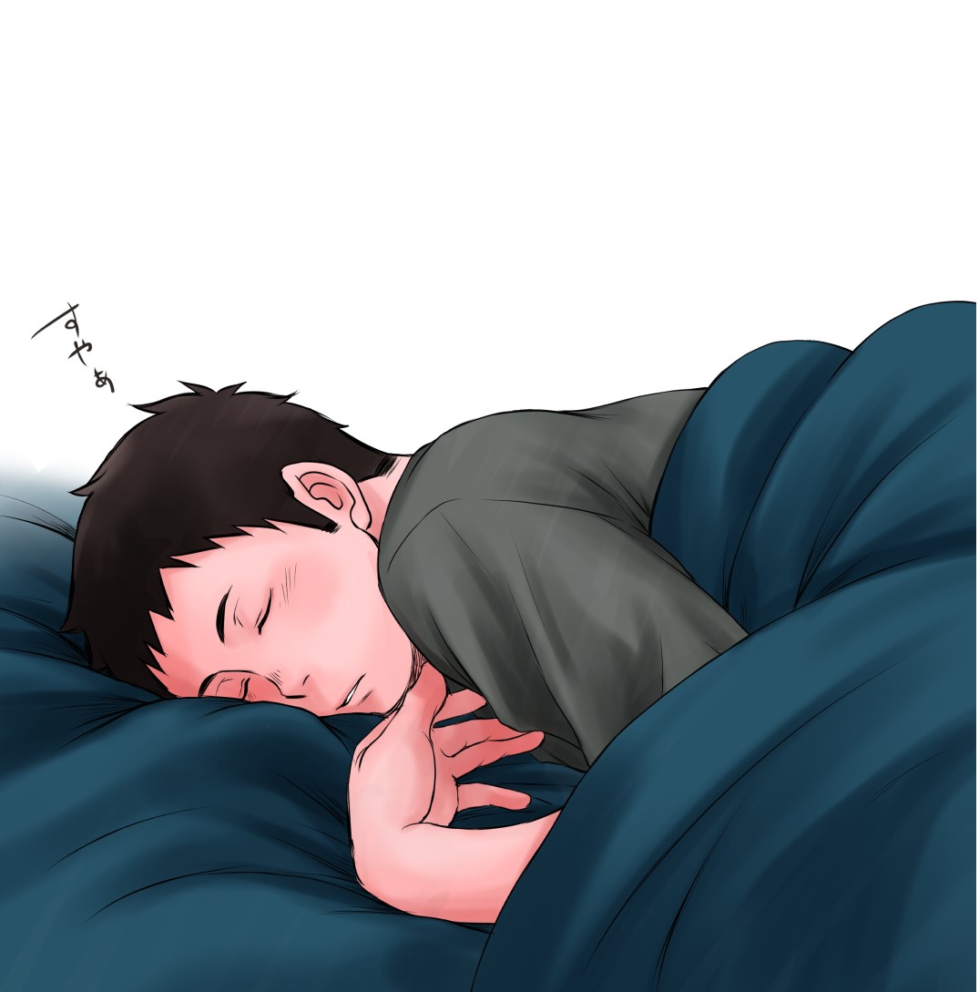 1boy, bed, blanket, brown_eyes, brown_hair, closed_eyes, haikyuu!!, lying