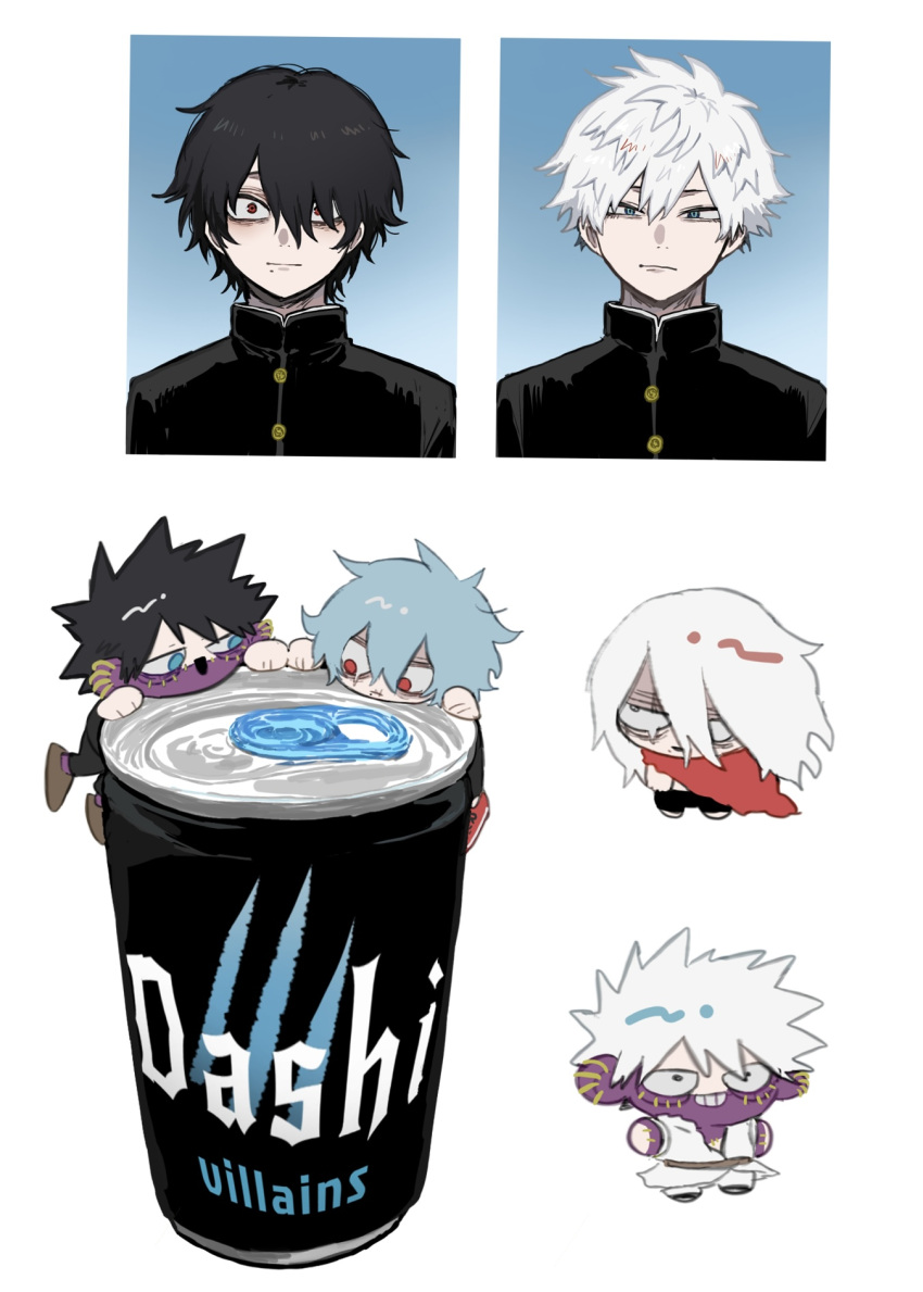2boys, aged_down, ametaro_(ixxxzu), black_hair, blue_eyes, blue_hair, boku_no_hero_academia, brand_name_imitation