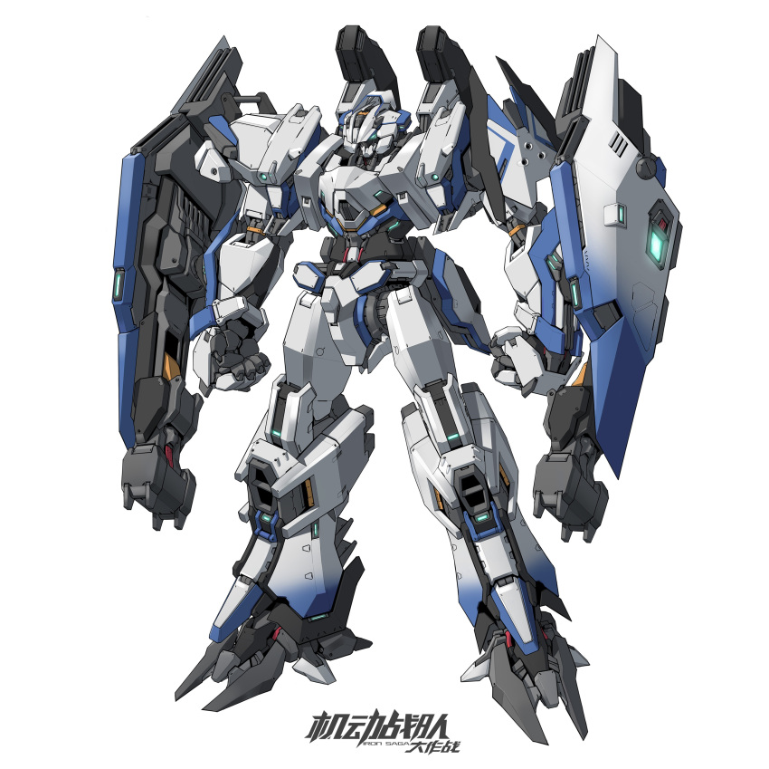absurdres, blue_eyes, clenched_hands, copyright_name, ctpt9r, full_body, highres, iron_saga