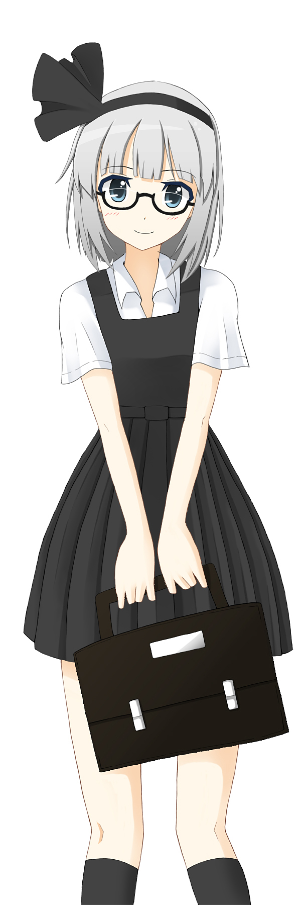 bad_id, bag, bespectacled, blue_eyes, blush, contemporary, error, glasses