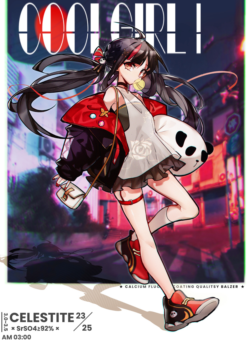 absurdres, ahoge, black_hair, black_jacket, brown_dress, dress, hair_ornament, highres