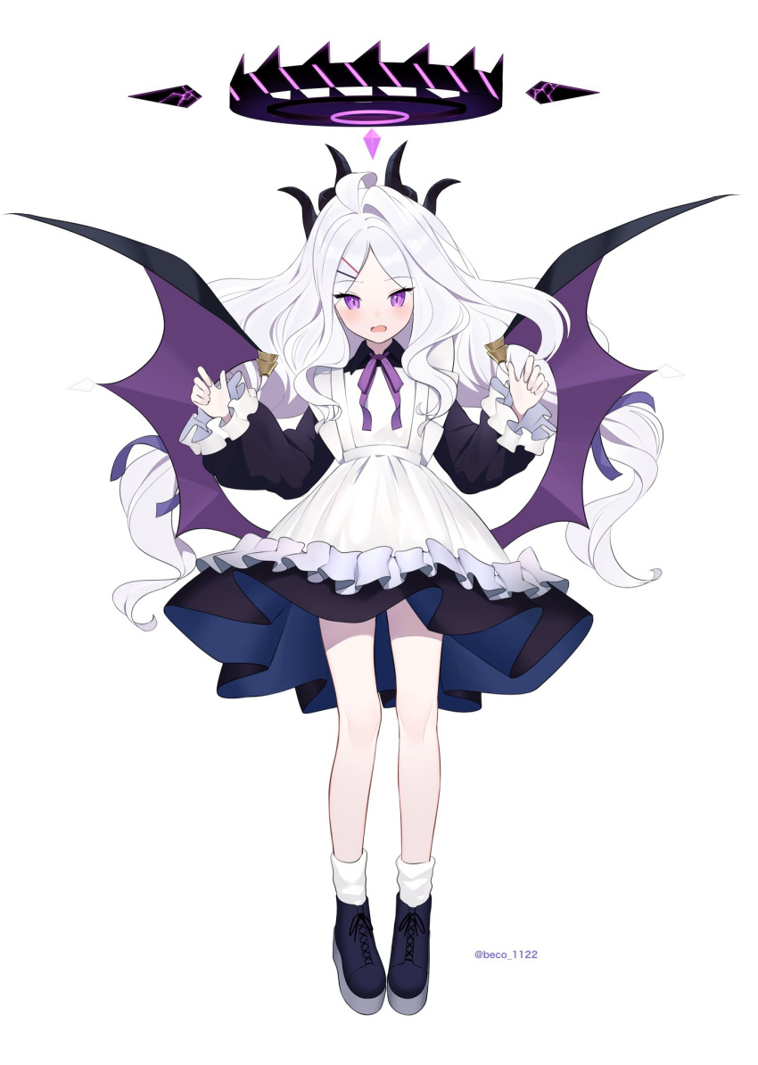 1girl, :o, ahoge, alternate_costume, apron, beko_(beco_1122), blue_archive, blush