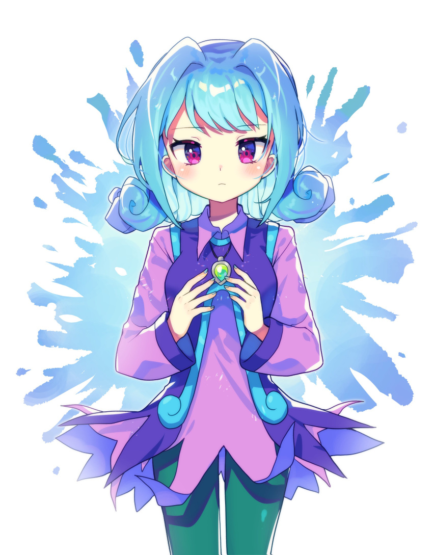 1girl, absurdres, blue_hair, blush, highres, long_sleeves, looking_at_viewer, medium_hair