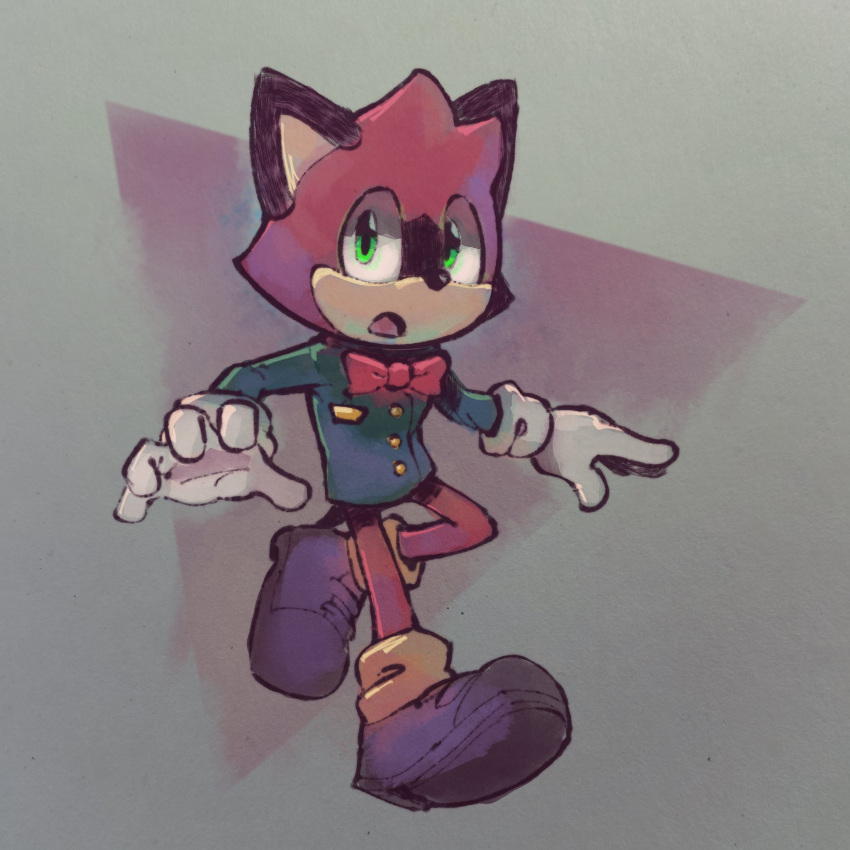 1boy, animal_ears, animal_nose, black_footwear, bow, bowtie, commentary, cooki_bob