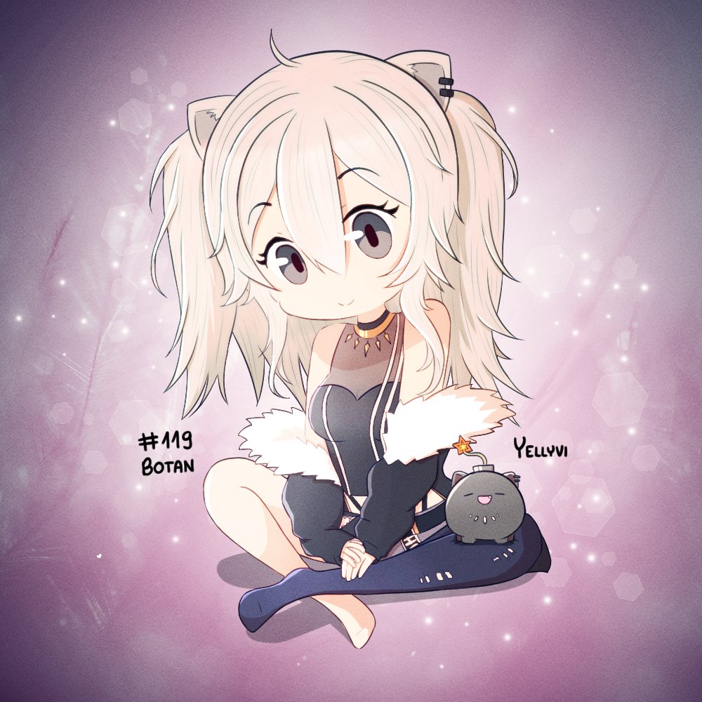 1girl, 1other, ahoge, animal_ears, artist_name, bomb, breasts, chibi