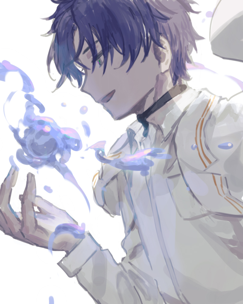 1boy, black_shirt, blue_eyes, blue_hair, cnzatsu8, coat, collared_shirt, dark_blue_hair