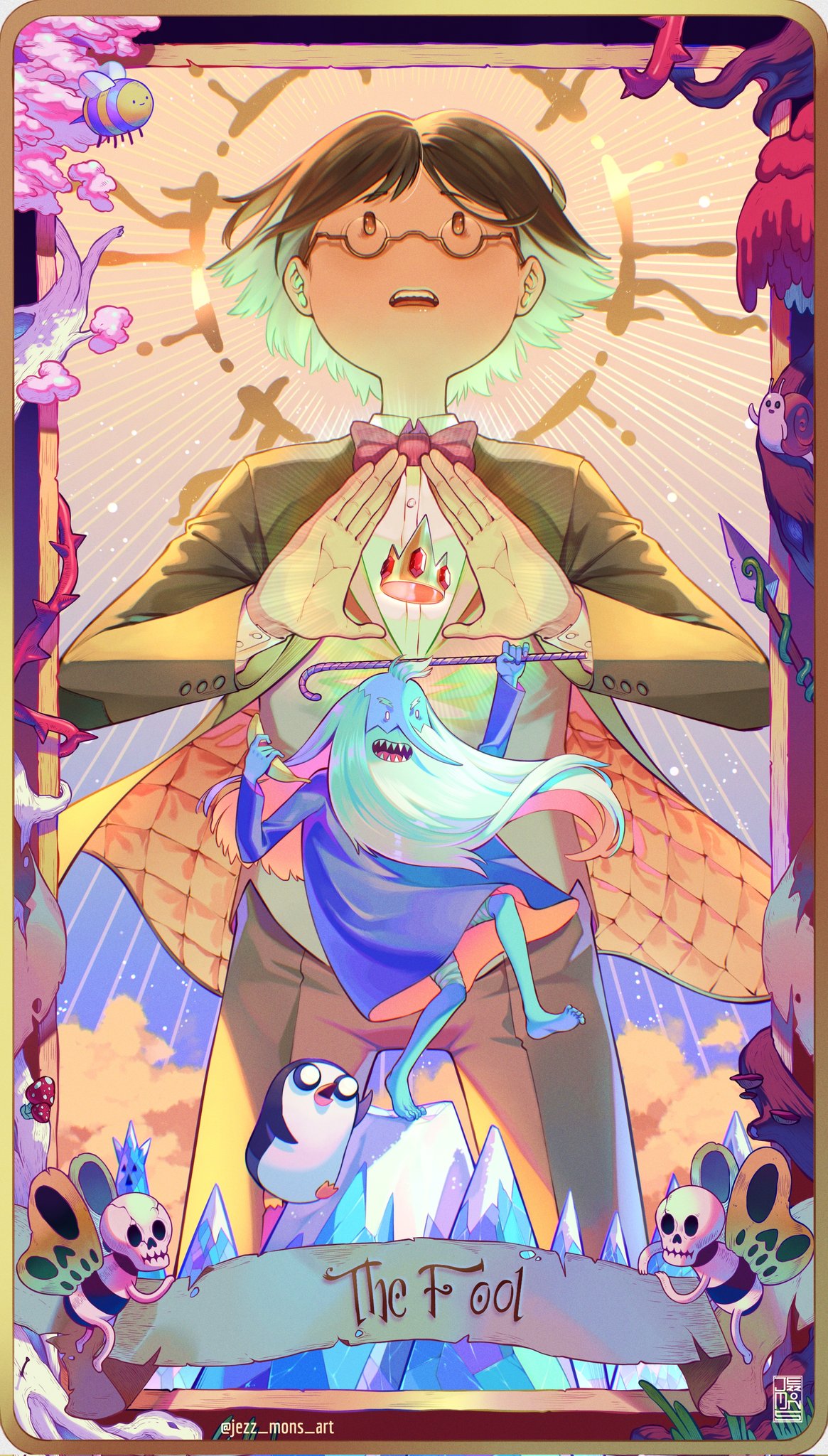 2boys, adventure_time, barefoot, beard, bee, bird, black_hair, black_jacket
