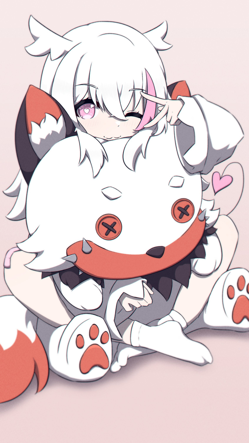 absurdres, demon_girl, heart, heart_in_eye, highres, hyuni_(character), indie_virtual_youtuber, kurotategami