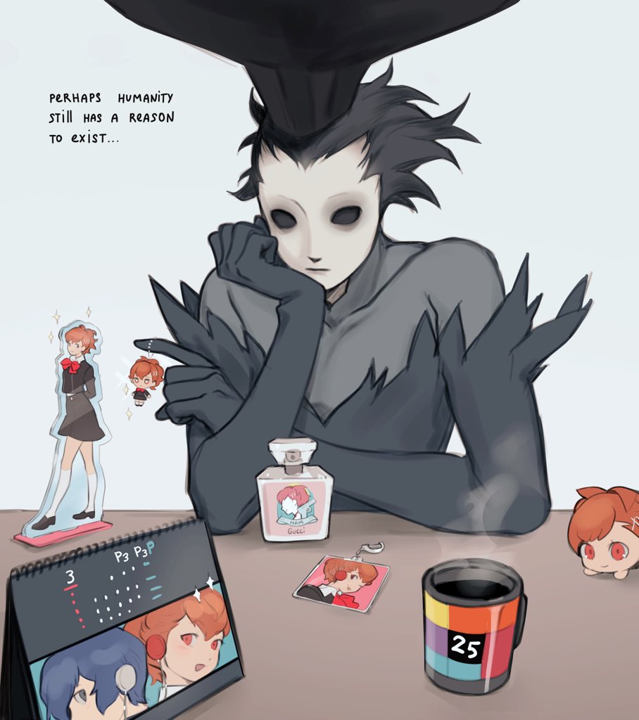 1boy, acrylic_stand, black_hair, black_skirt, bodysuit, bottle, brown_hair, calendar_(object)