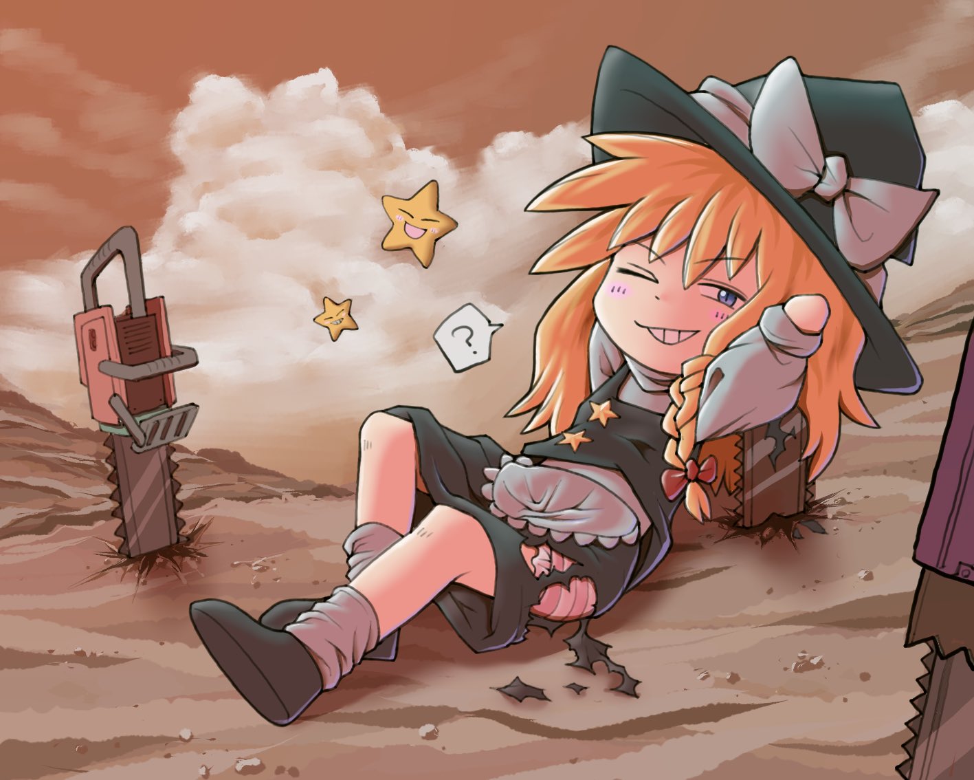 1girl, apron, black_footwear, black_headwear, black_skirt, black_vest, blonde_hair, blue_eyes