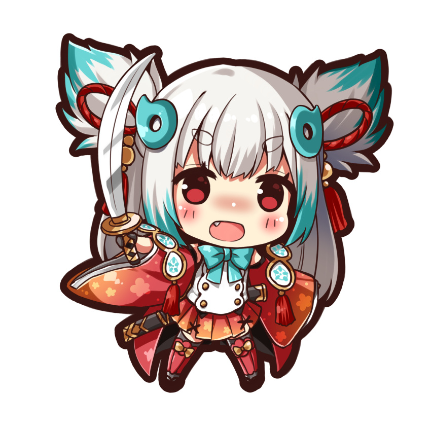 1girl, aqua_bow, aqua_bowtie, aqua_hair, bow, bowtie, buttons, chibi