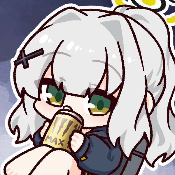 1girl, black_hoodie, blue_archive, blue_background, concha_(mamecha), energy_drink, green_eyes, grey_hair
