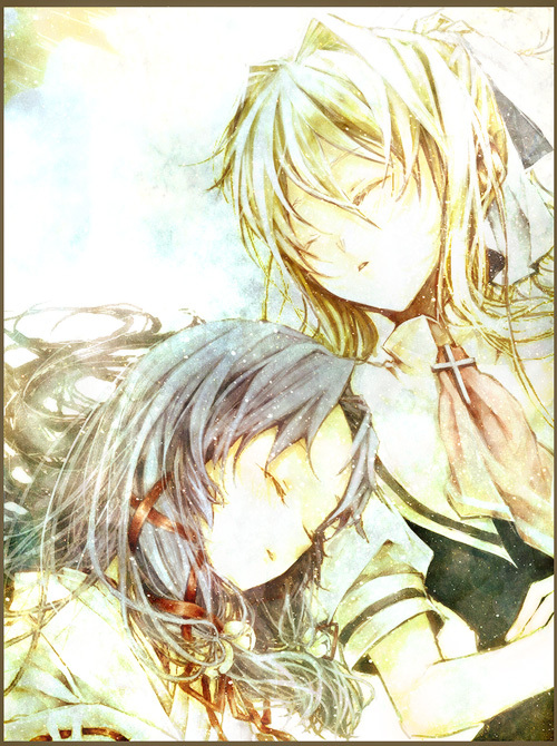 blonde_hair, blue_hair, closed_eyes, japanese_clothes, kamio_misuzu, kannabi_no_mikoto, kimono, long_hair