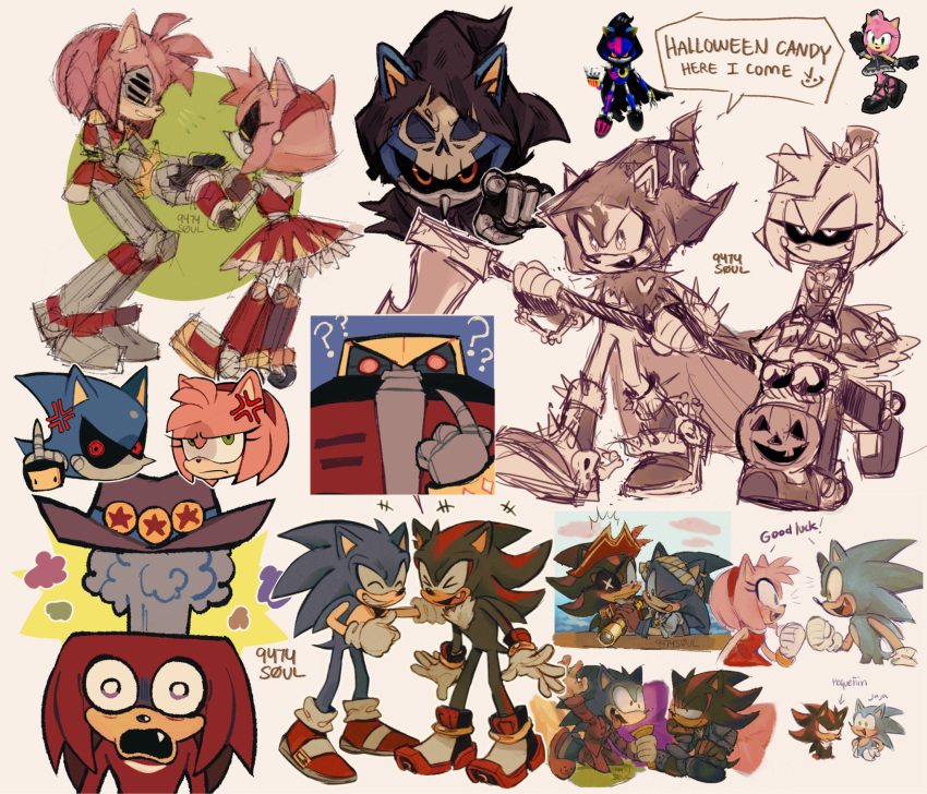 +_+, 3girls, 6+boys, 9474s0ul, ?, alternate_universe, amy_rose, anger_vein
