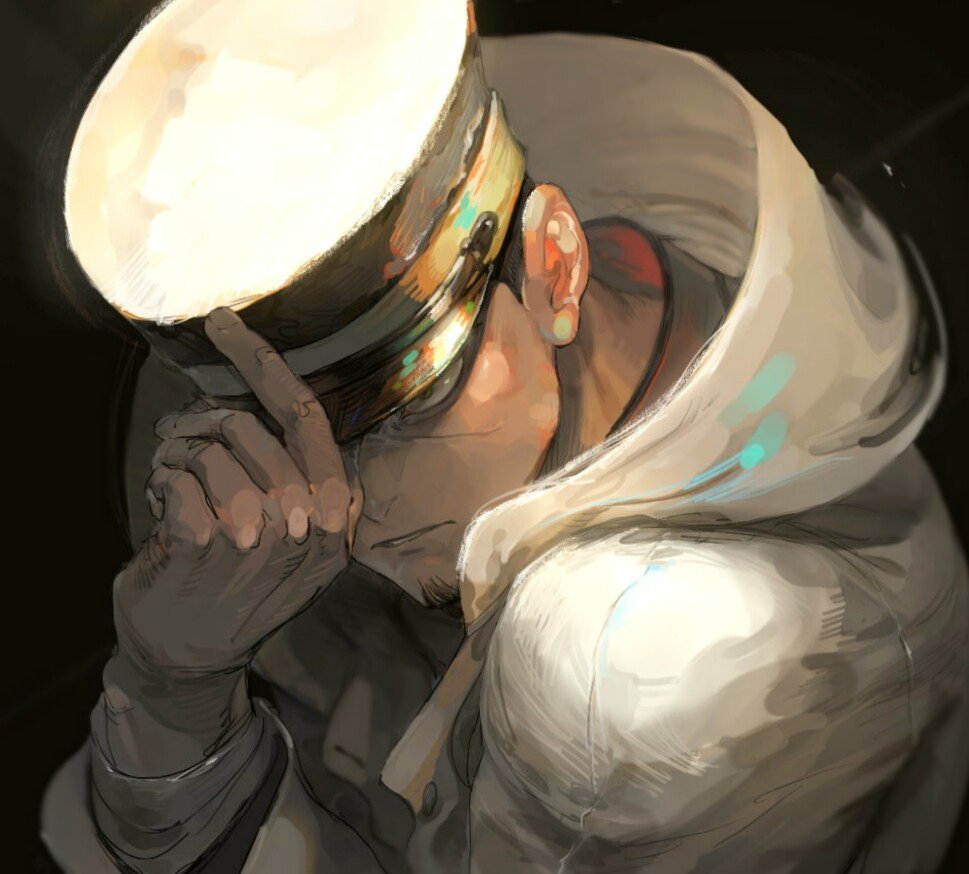1boy, beard, black_background, character_request, coat, facial_hair, golden_kamuy, hand_on_headwear
