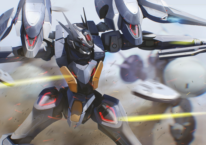absurdres, blurry, blurry_background, funnels_(gundam), gun, gundam, gundam_pharact, gundam_suisei_no_majo