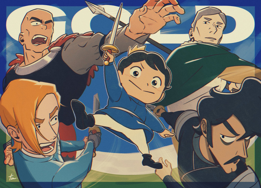 5boys, 78aun, apis_(ousama_ranking), bald, bebinn, black_eyes, black_hair, black_tunic