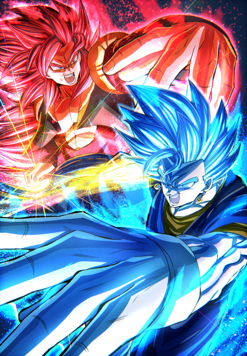 abs, absurdres, blue_eyes, blue_hair, blue_sash, body_fur, chiro_illust, dragon_ball
