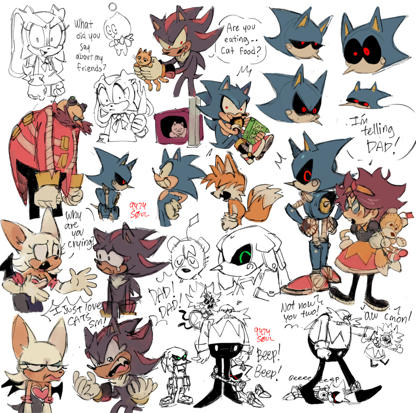 2girls, 6+boys, 9474s0ul, alternate_universe, angry, animal, animal_ears, bald