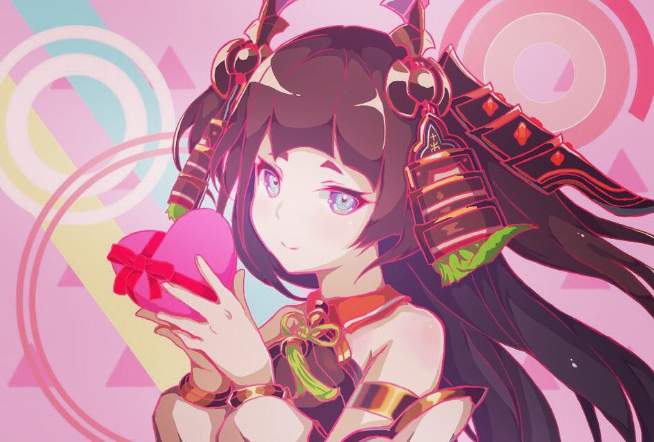 1girl, bare_shoulders, black_hair, blue_eyes, blunt_bangs, box, closed_mouth, detached_sleeves