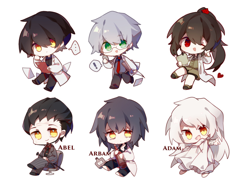 !, ..., 1girl, 5boys, abel_(project_moon), abram_(project_moon), adam_(project_moon), ayin_(project_moon)