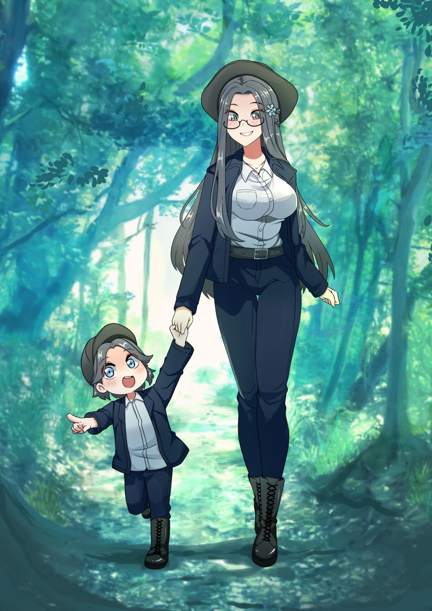 1boy, 1girl, absurdres, azur_lane, belt, black_footwear, black_jacket, black_pants