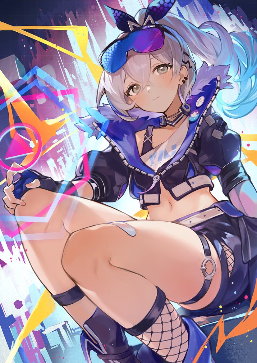 black_jacket, breasts, catumi_(ta938_ka23), glasses, gloves, grey_eyes, grey_hair, honkai:_star_rail
