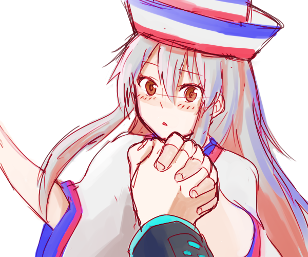 aharan, bad_id, blush, hakata-san, hands, hat, hatsune_miku, holding_hands