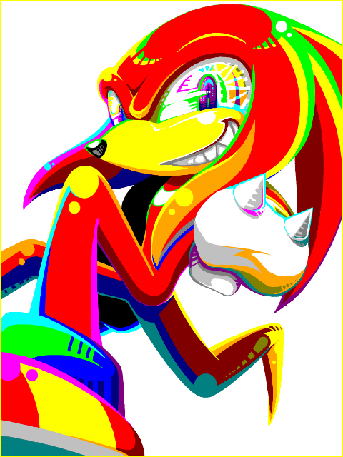 1boy, animal_nose, colorful, furry, furry_male, fuuro_06, gloves, knuckles_the_echidna, male_focus, punching, red_footwear, red_fur, sharp_teeth, shoes, simple_background, smile, sonic_(series), spiked_gloves, standing, teeth, white_background, white_gloves
