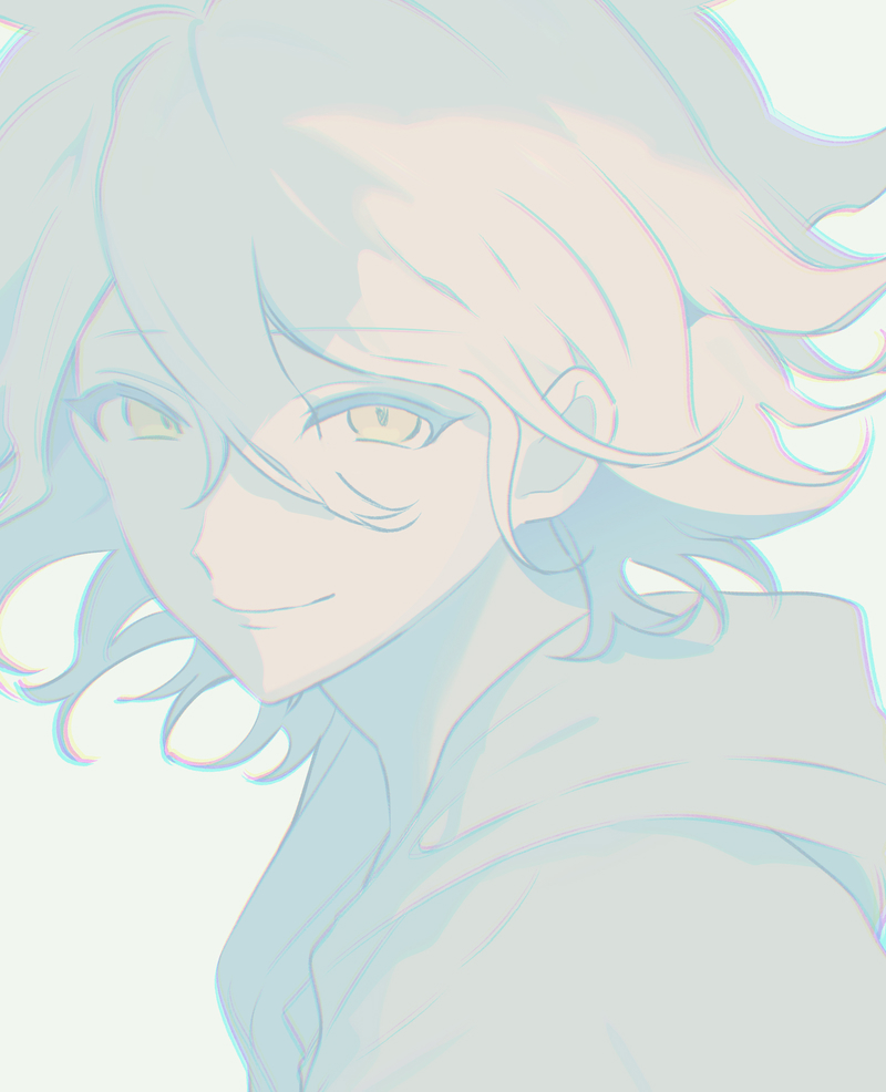 1boy, closed_mouth, danganronpa_(series), danganronpa_2:_goodbye_despair, from_side, grey_hair, hair_between_eyes, hood