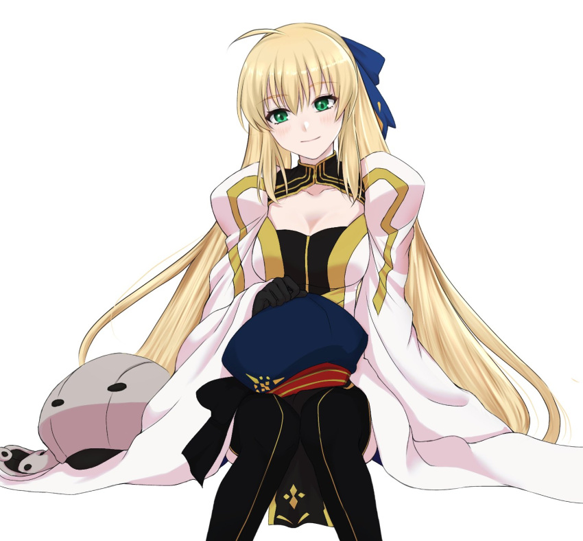 ahoge, artoria_caster_(fate), artoria_caster_(first_ascension)_(fate), artoria_caster_(second_ascension)_(fate), artoria_pendragon_(fate), beret, black_ribbon, blonde_hair