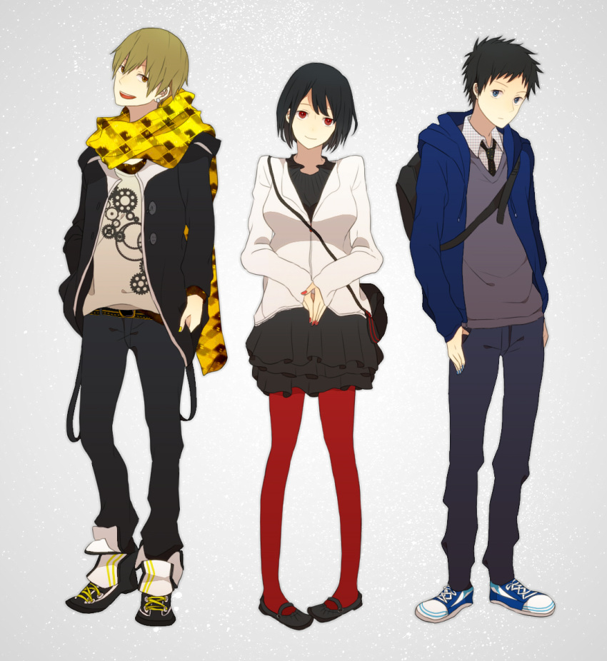 blonde_hair, blue_eyes, bob_cut, breasts, casual, durarara!!, fashion, head_tilt