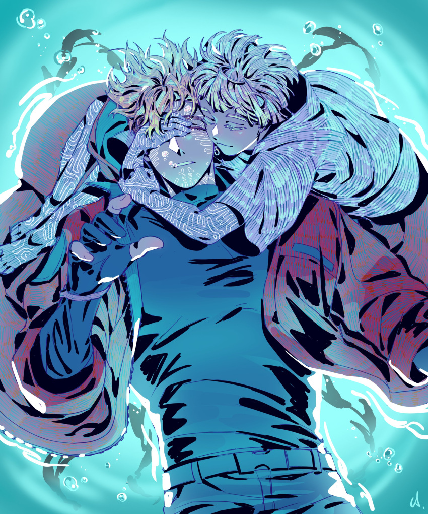 2boys, absurdres, belt, black_gloves, black_pants, black_shirt, blonde_hair, brothers