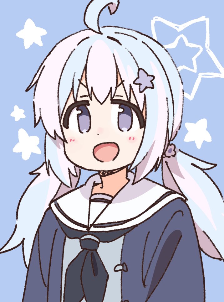 1girl, ahoge, blue_archive, hair_ornament, halo, jacket, long_hair, low_twintails