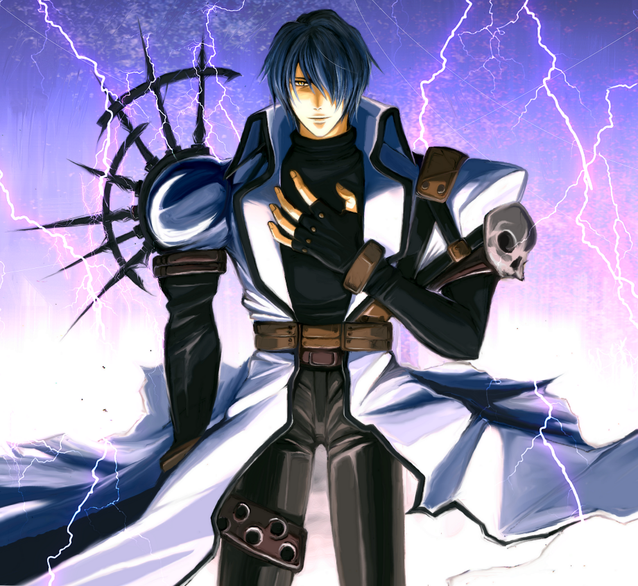blue_hair, legato_bluesummers, male, short_hair, soot_(susuoke), spikes, trigun