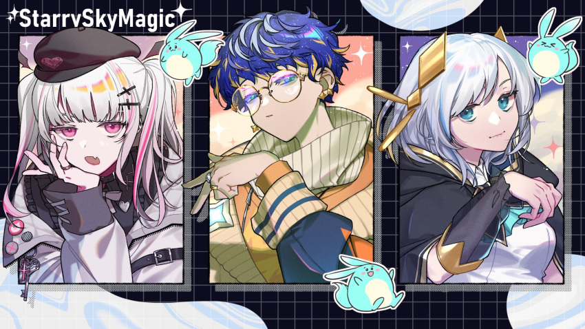 1girl, 2girls, aqua_ascot, aqua_eyes, ars_almal, ascot, astel_leda, asumi_sena