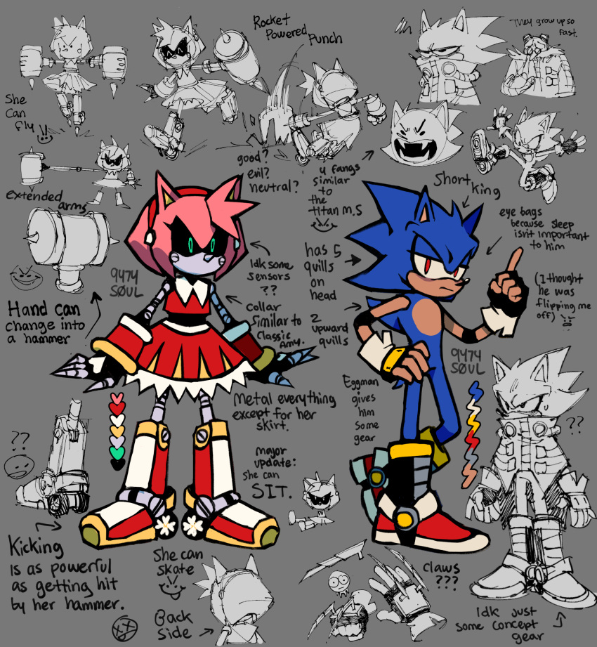 1girl, 2boys, 9474s0ul, ?, ??, alternate_universe, amy_rose, animal_ears