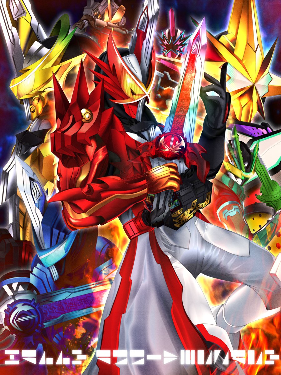 6+boys, anniversary, armor, clenched_hand, helmet, highres, holding, holding_shield