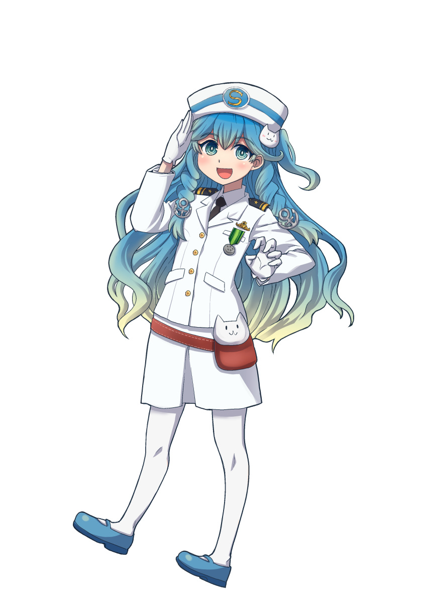 1girl, absurdres, anchor_hair_ornament, blue_eyes, blue_footwear, blue_hair, blush, braid