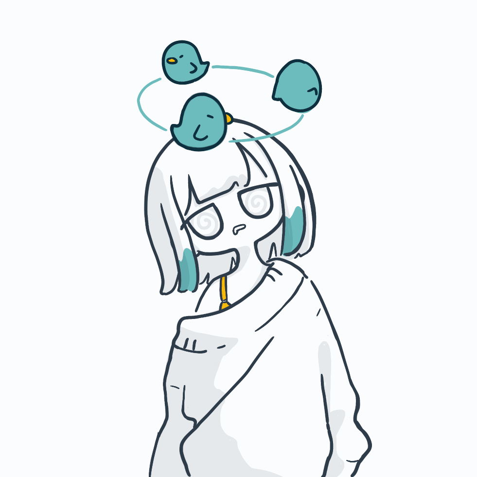 1girl, @_@, animated, animated_gif, arms_at_sides, bird, blue_bird, blunt_bangs