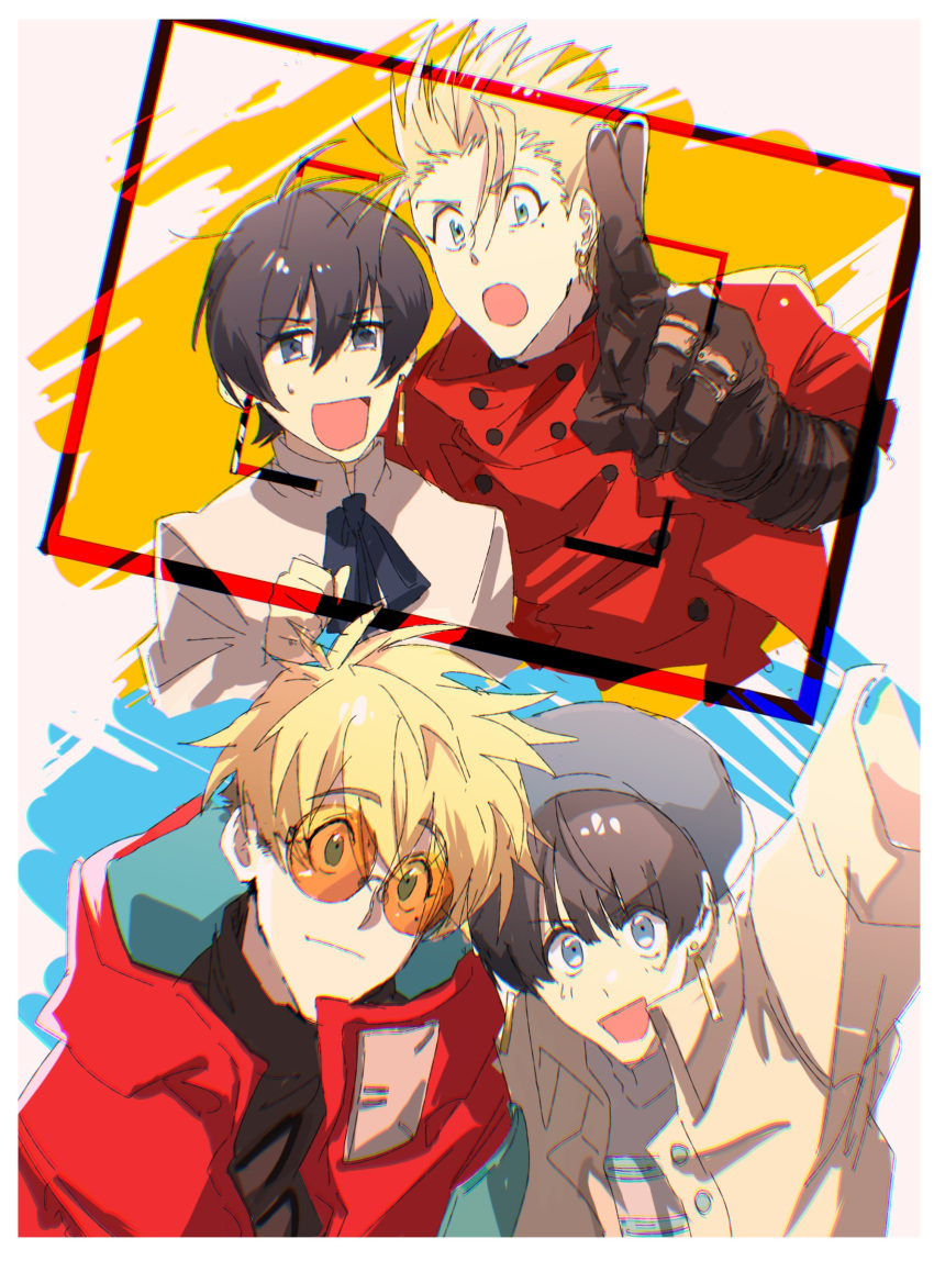1boy, 1girl, absurdres, black_gloves, blonde_hair, blue_eyes, coat, decided_218