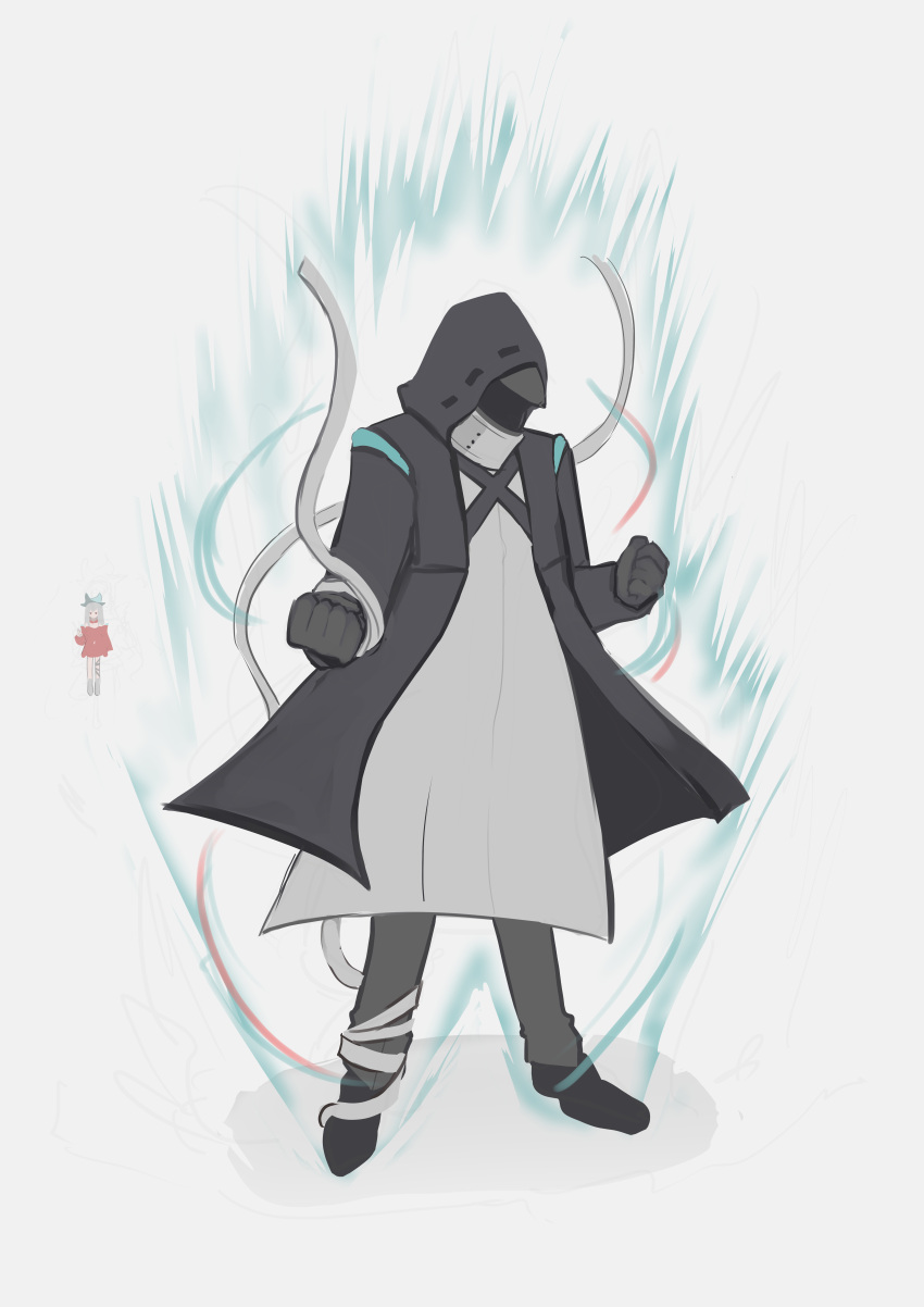 1girl, 1other, absurdres, ambiguous_gender, arknights, ascot, black_ascot, black_coat