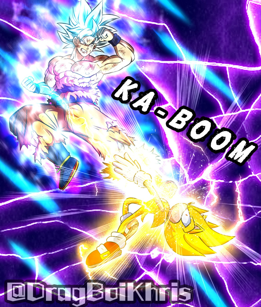 2boys, abs, animal_nose, artist_name, aura, battle, battle_damage, blue_wristband