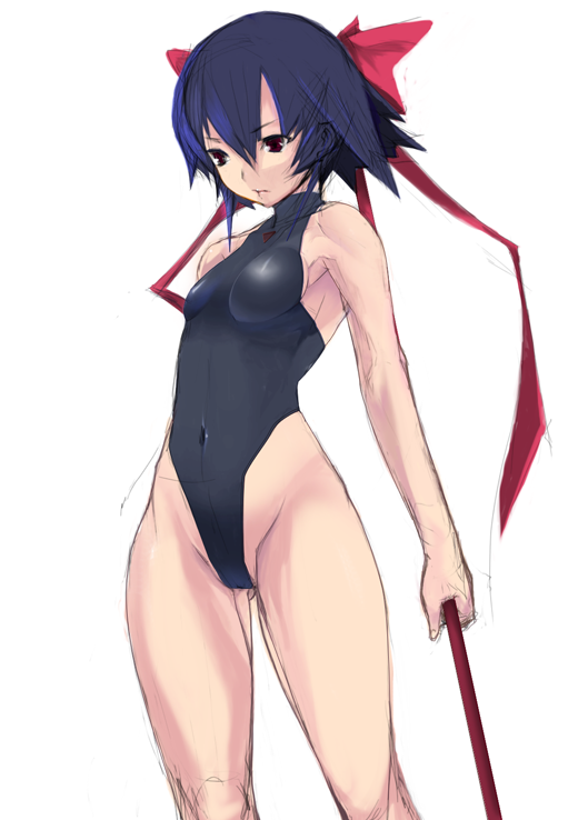 brown_eyes, highleg, highleg_leotard, kagano_ai, leotard, ma_(cama-nade), mahou_shoujo_ai, short_hair, stick