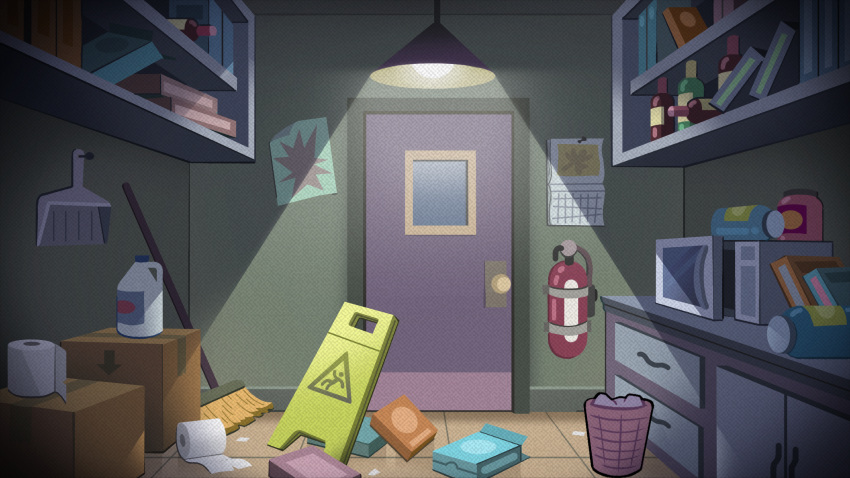 arrow_(symbol), bleach_(chemical), bottle, box, broom, calendar_(object), cardboard_box, closet