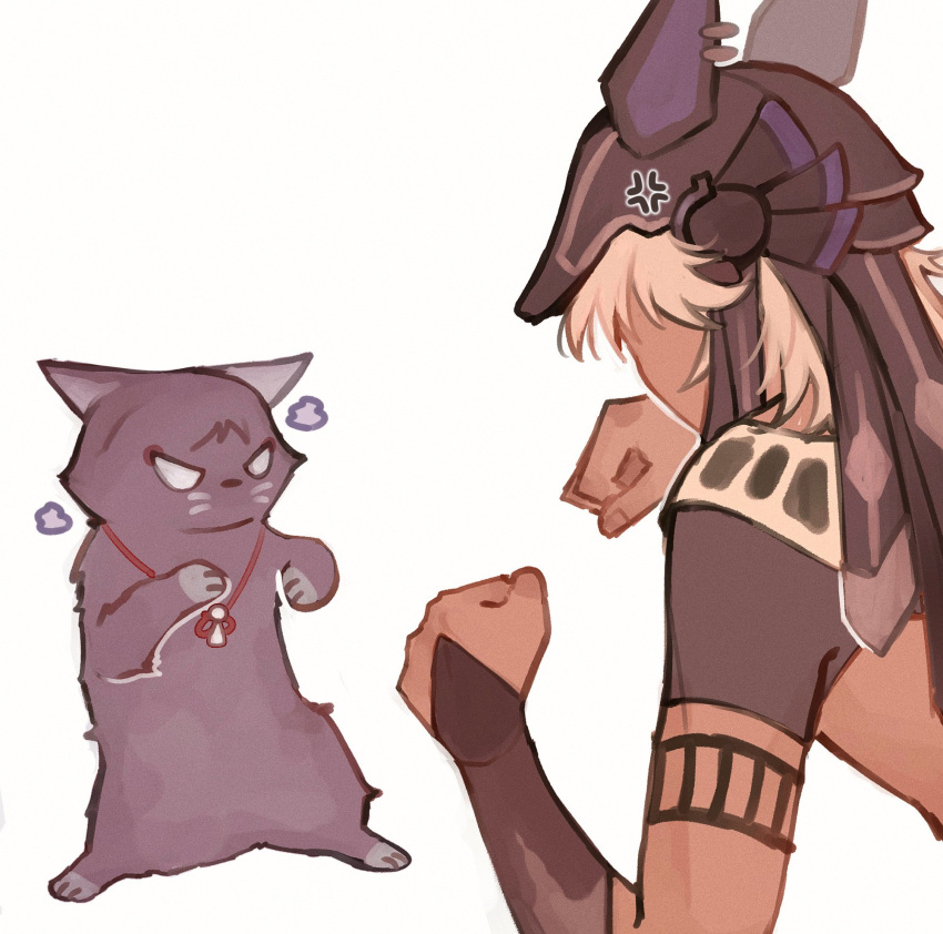 1boy, anger_vein, animal_ears, animal_hat, animalization, arabian_clothes, cat, come_at_me_bro