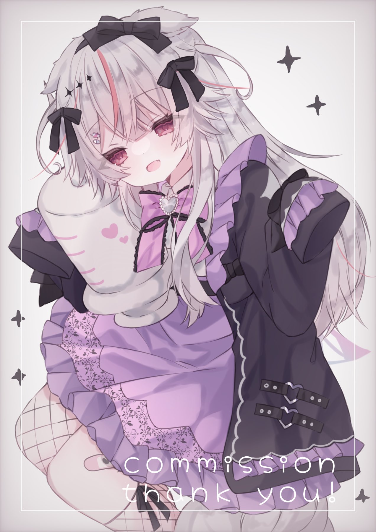1girl, bandaid, bandaid_on_leg, black_bow, black_jacket, bow, bowtie, commentary
