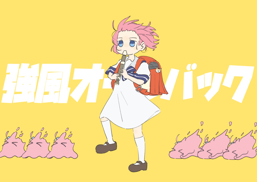 1girl, absurdres, backpack, bag, bag_charm, blue_bow, blue_bowtie, blue_eyes