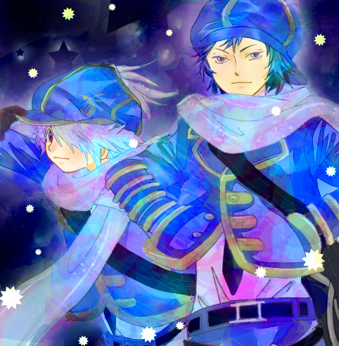 duo, fan_art, lag_seeing, matching_outfit, pixiv_id_2141663, tegami_bachi, uniform, zazie_winters