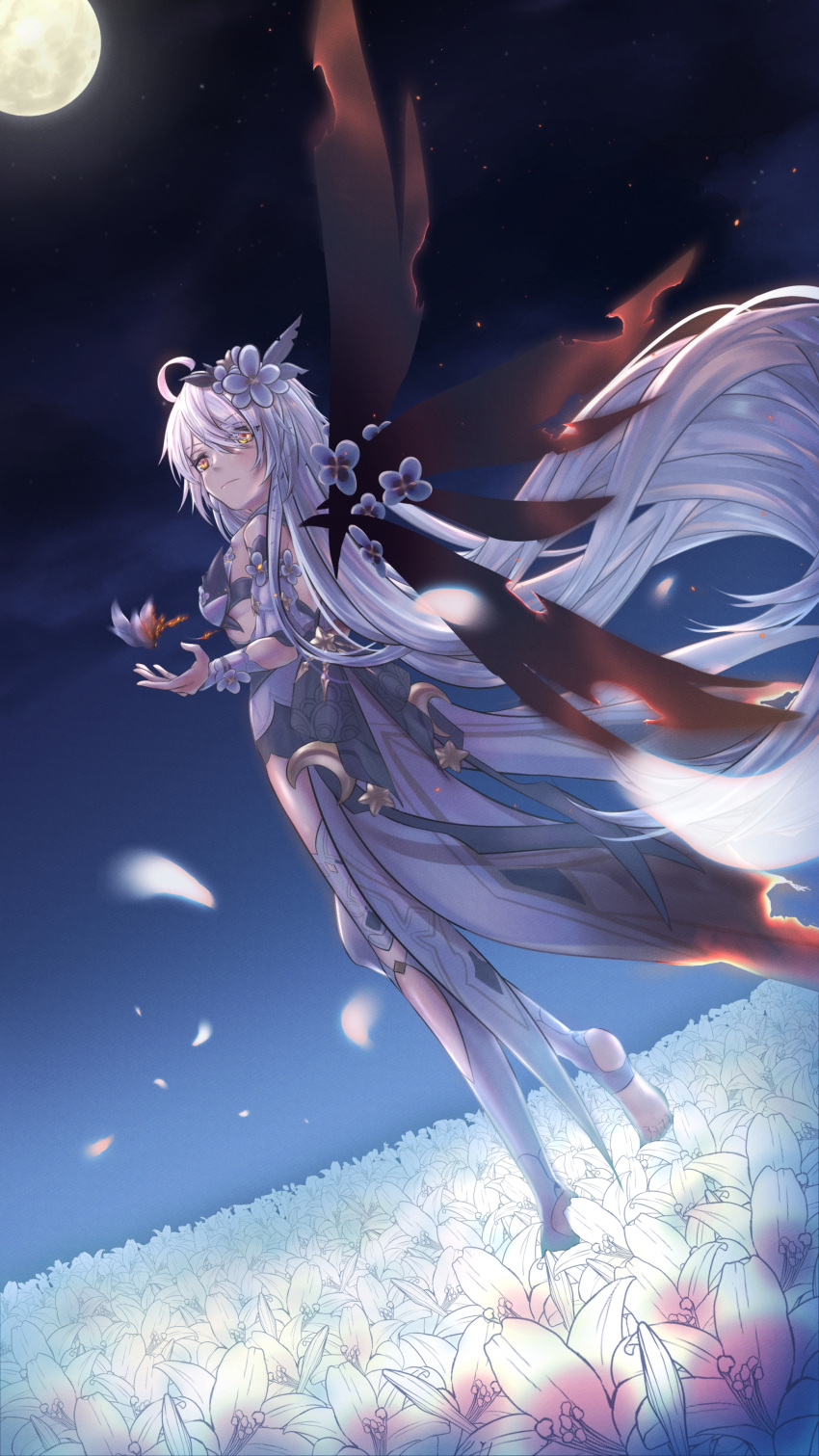 1girl, absurdres, ahoge, back, bare_shoulders, closed_mouth, dress, ernacia_letir